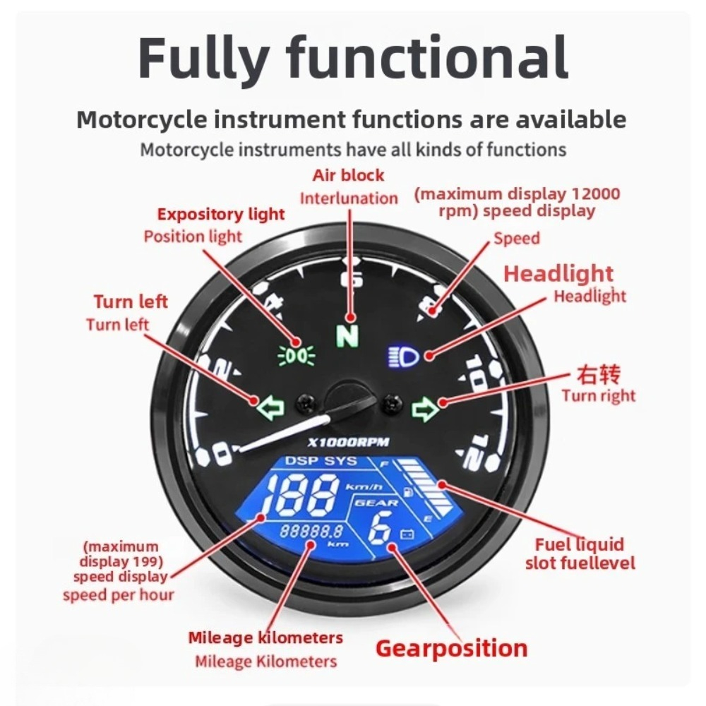 Universal Motorcycle Meter Spe - огляд і ціна Motorcycle Gear Indicator